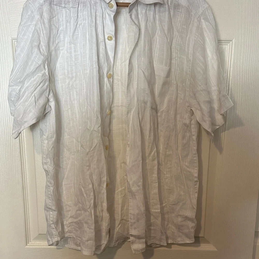 100 % linen Tommy Bahama Cream Textured Shirt - Picture 7 of 11